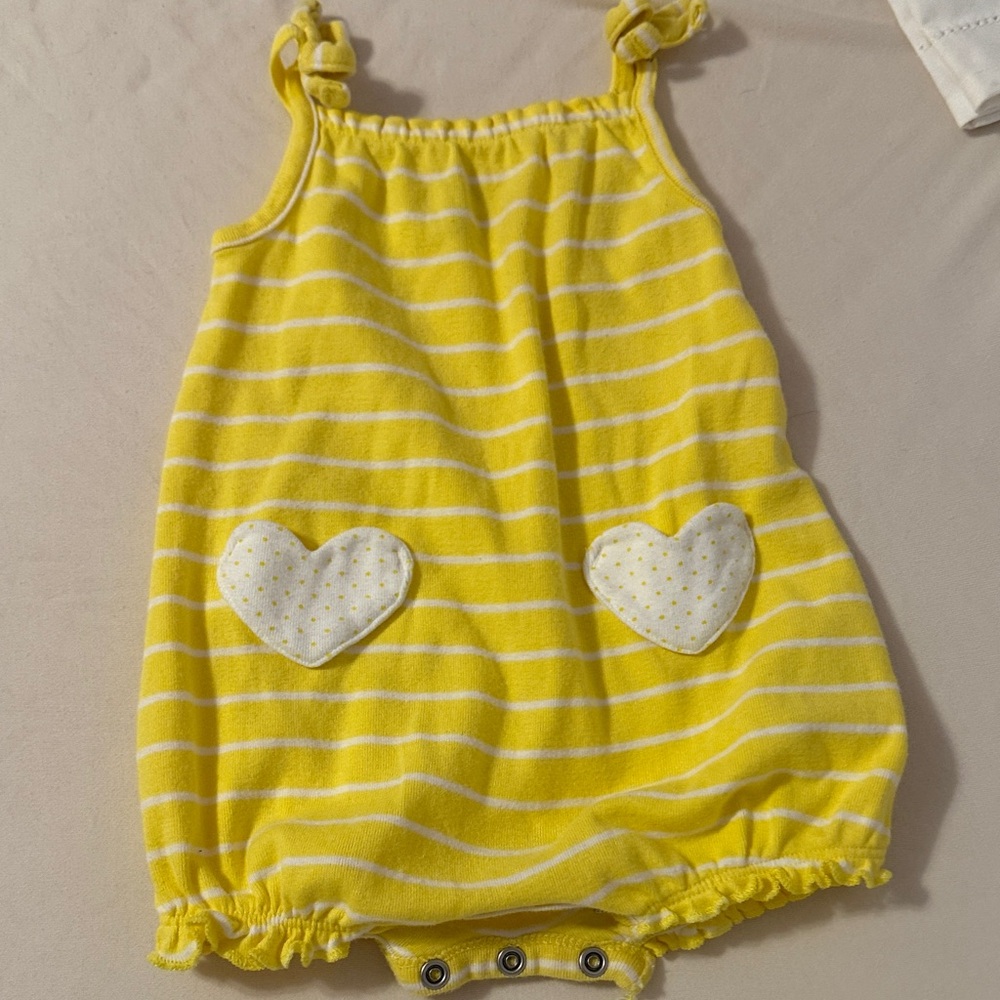 Carter's Yellow and White Striped Baby Romper